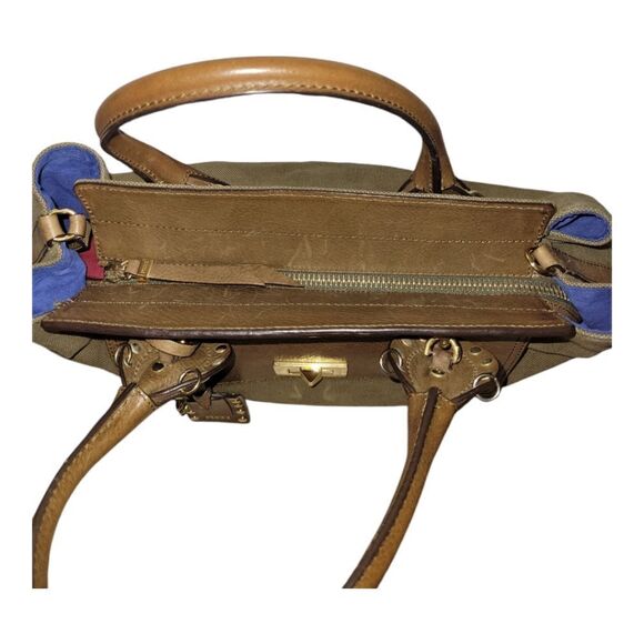 Emilio Pucci City Marquise Bag Studded Handle Leather and Canvas Handbag Satchel - Picture 7 of 17